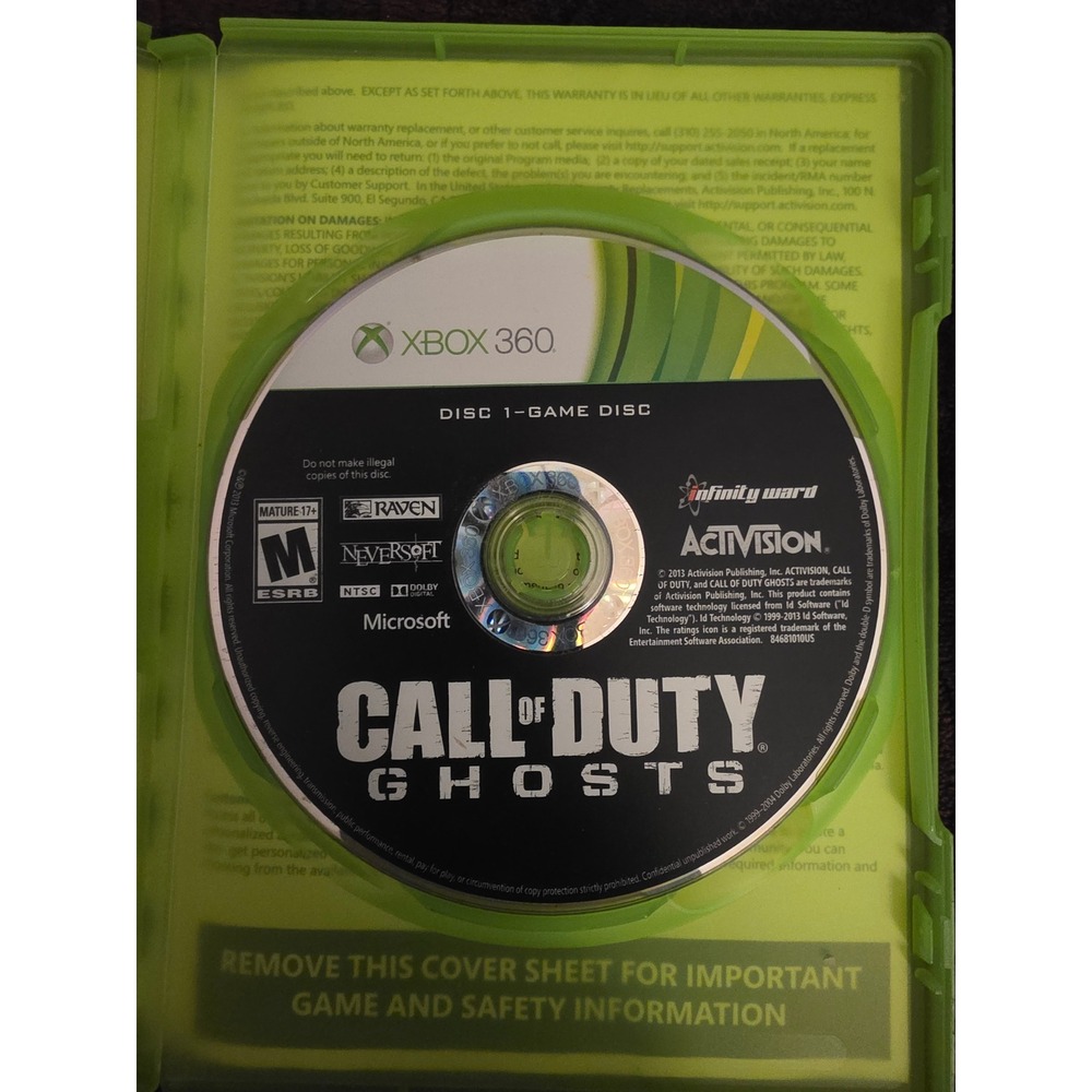 Activision Call of Duty Ghosts Xbox 360 N/A Green Fair 84681206US
